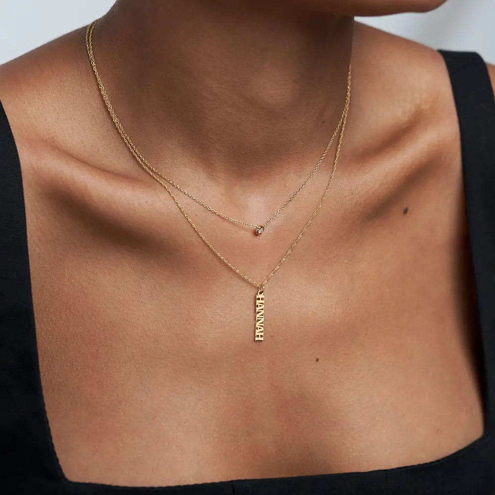Singapore Chain Name Necklace - Gold Vermeil | Oak & Luna (US)
