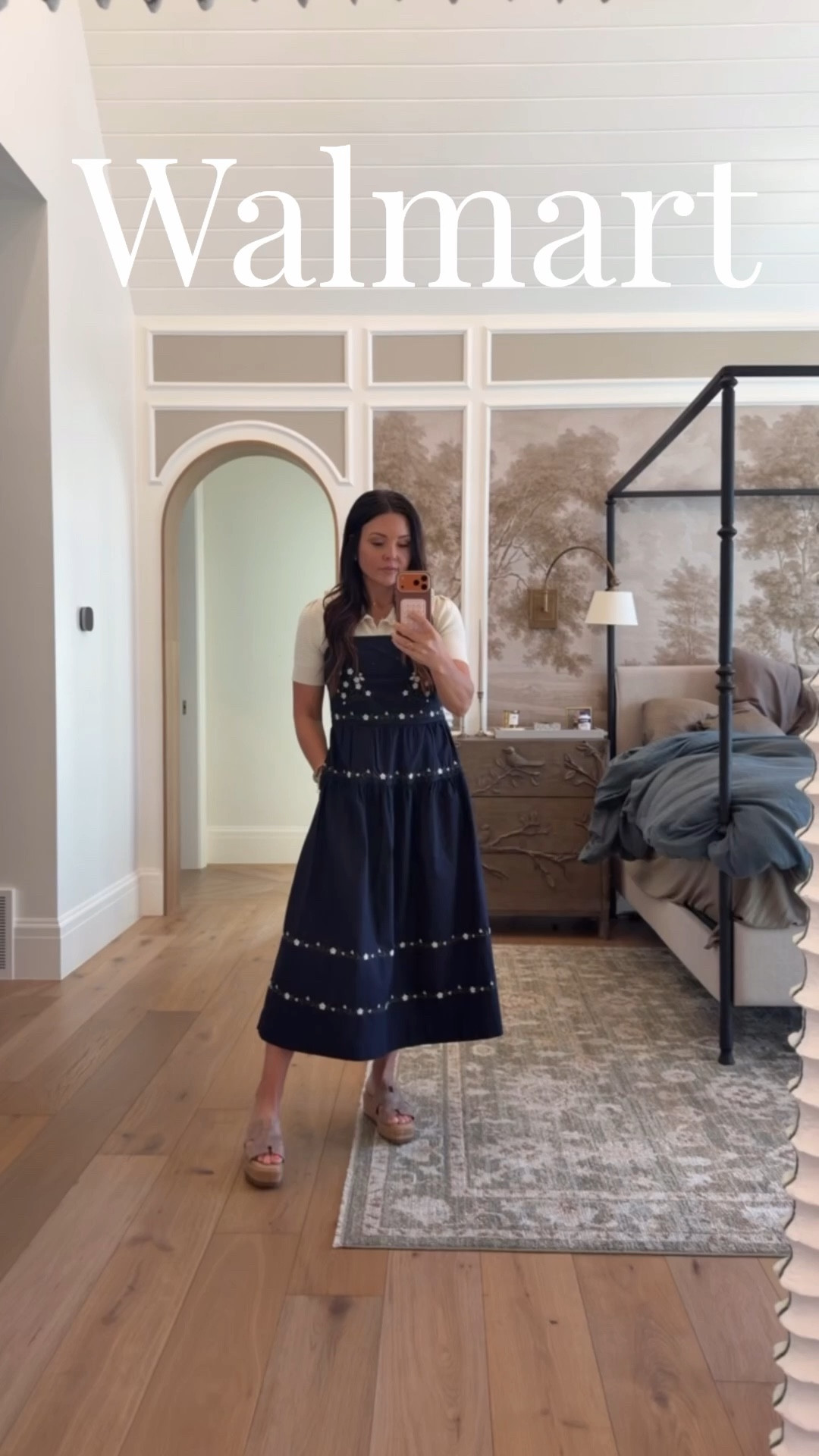 Walmart spring dress that feels so high quality. Perfect for Easter and summer. 
Wearing size small- tts
Collared button up shirt 
Platform sandals the look exactly like the designer version and so comfy. 

#LTKSaleAlert #LTKTravel #LTKmomlife