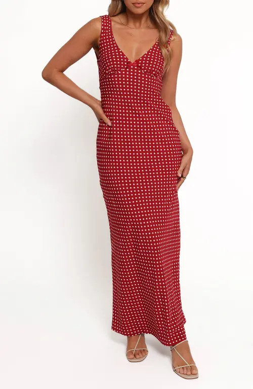 Petal & Pup Leni Polka Dot Maxi Dress in Red Polka Dot at Nordstrom, Size X-Small | Nordstrom