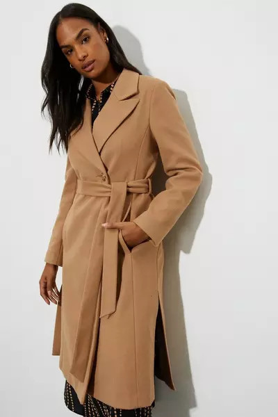 Longline Wrap Coat | Debenhams UK