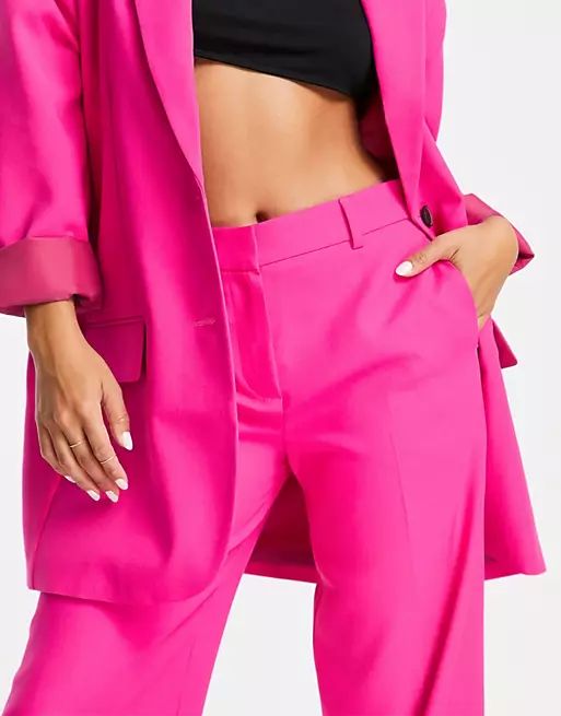 ASOS DESIGN Petite extreme man suit mansy pants in fluro pink | ASOS (Global)