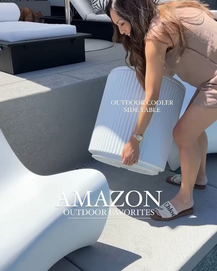 Viral outdoor cooler side table is back in stock! It comes in black & tan as well 😍 Definitely a favorite for my outdoor space. 

#LTKhome