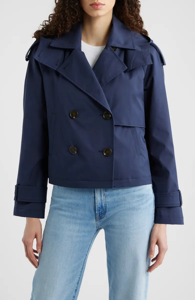 Crop Trench Coat with Removable Hood | Nordstrom
