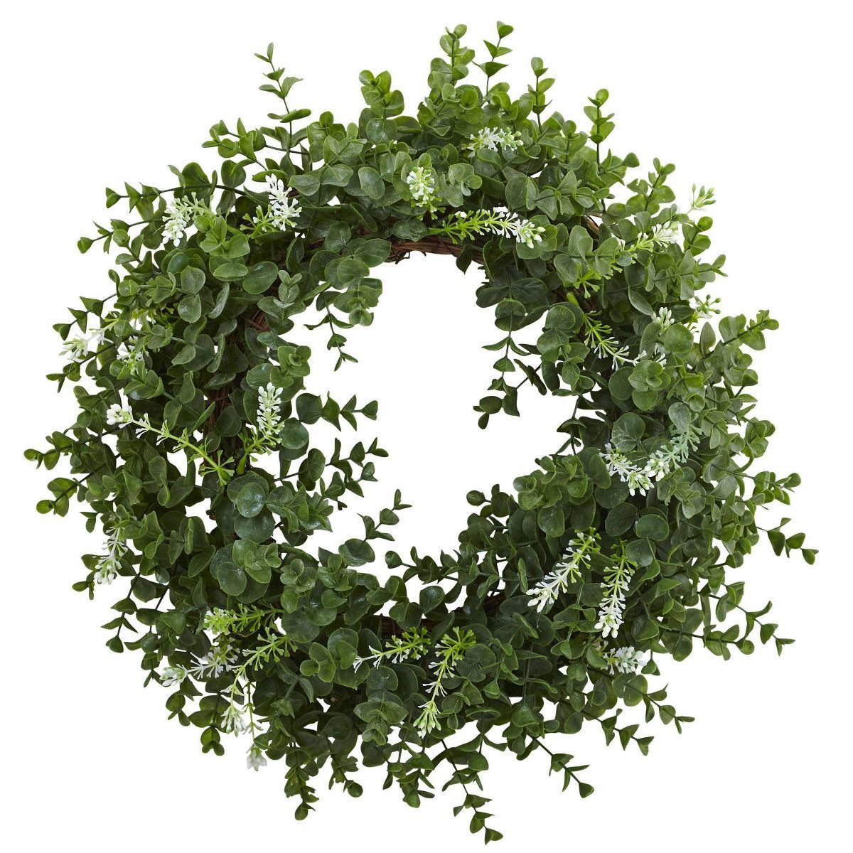 18" Artificial Eucalyptus and Twig Wreath - Nearly Natural | Target
