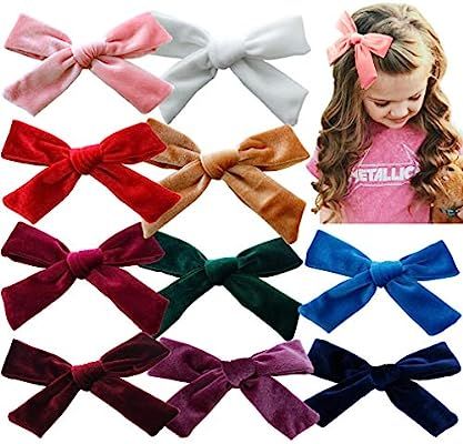 Big Hair Bows Girls Toddler Velvet 5 inches 10 PCS Hair Clips for Girls Alligator Baby Ponytail H... | Amazon (US)