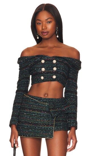 Alexandria Cropped Top in Black & Blue Multi | Revolve Clothing (Global)