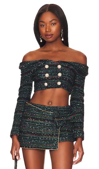 Alexandria Cropped Top in Black & Blue Multi | Revolve Clothing (Global)