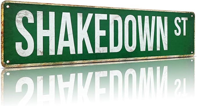 Shakedown St Metal Street Sign - Vintage Green Road Sign Wall Decor - Retro Aluminum Plaque for M... | Amazon (US)