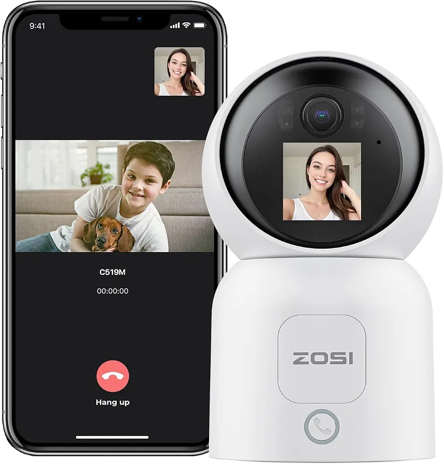 ZOSI Caméra de sécurité vidéo 2 voies 4 MP avec écran de 1,44", vue à 360 °, moniteur de b... | Amazon (CA)
