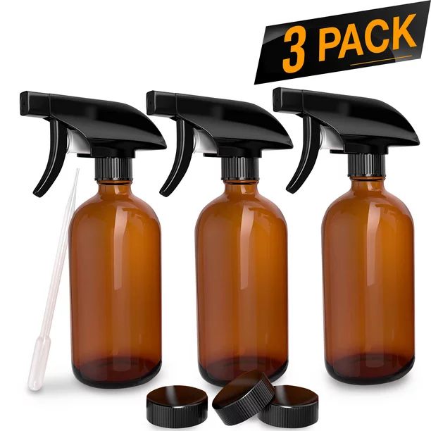 Nylea Refillable, 8 Ounce Empty Amber Glass Spray Bottles Free Phenolic, 3 Pack - Walmart.com | Walmart (US)