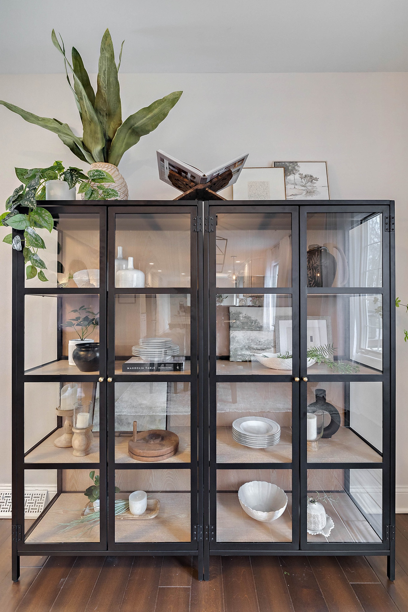 target cabinet, black cabinet, glass cabinet, plants, decor, art, frames, candles, dishes, abstract pots, books

#LTKstyletip #LTKhome