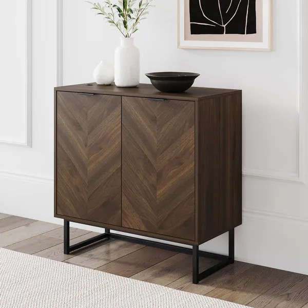 Nathan James Enloe Rustic Doors Metal Base Free Standing Modern Storage Cabinet for Entryway - Be... | Bed Bath & Beyond