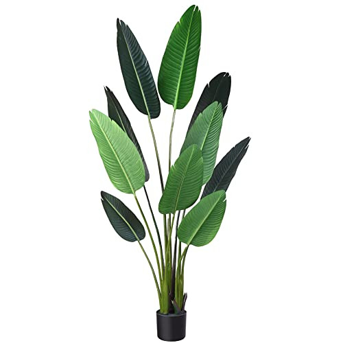 Fopamtri Artificial Bird of Paradise Plant Fake Tropical Palm Tree for Indoor Outdoor, Perfect Fa... | Amazon (US)