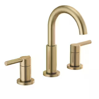 Nicoli J-Spout 8 in. Widespread Double Handle Bathroom Faucet in Champagne Bronze | The Home Depot
