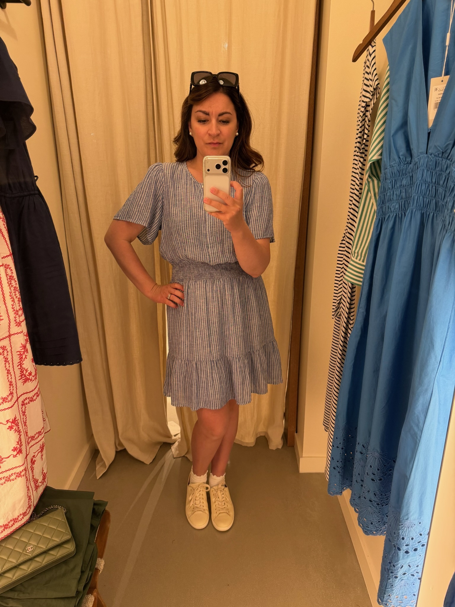 Such an easy summer outfit! 💙 Love the stripes, flutter sleeves, and cinched waist!

#LTKootd #LTKSaleAlert #LTKSeasonal