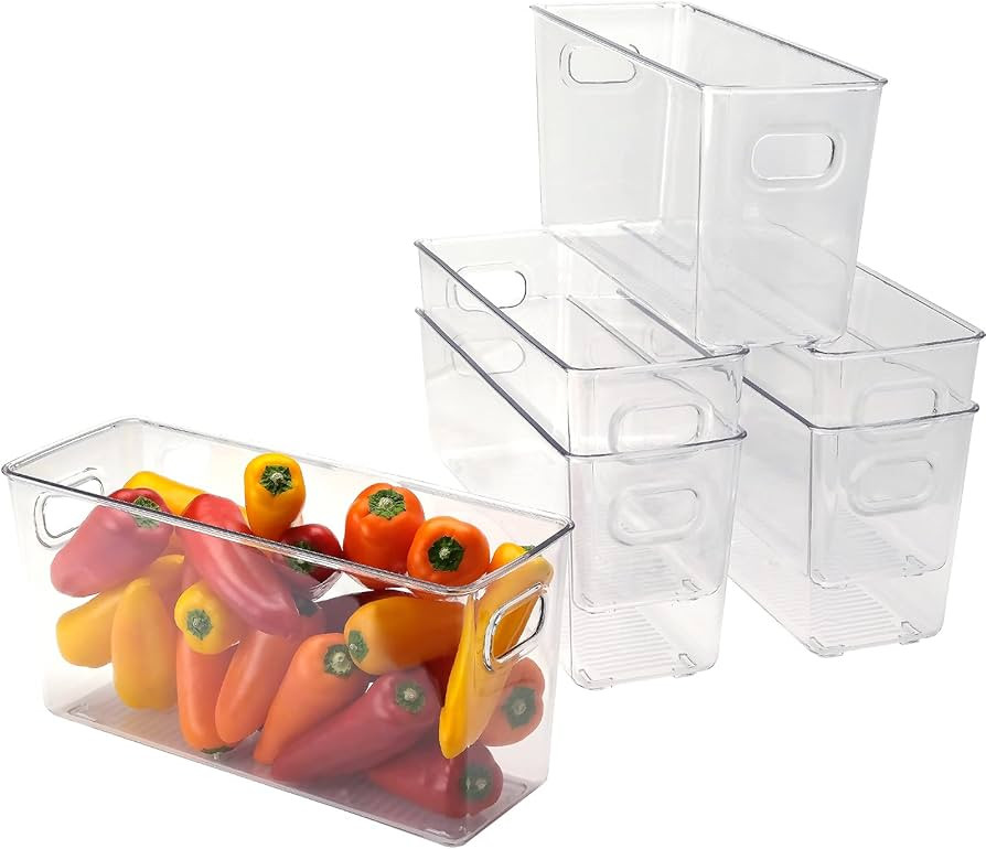 Excello Global Products 10.4" x 3.81" x 5" Rigid Plastic Clear Storage Bins for organizing and st... | Amazon (US)