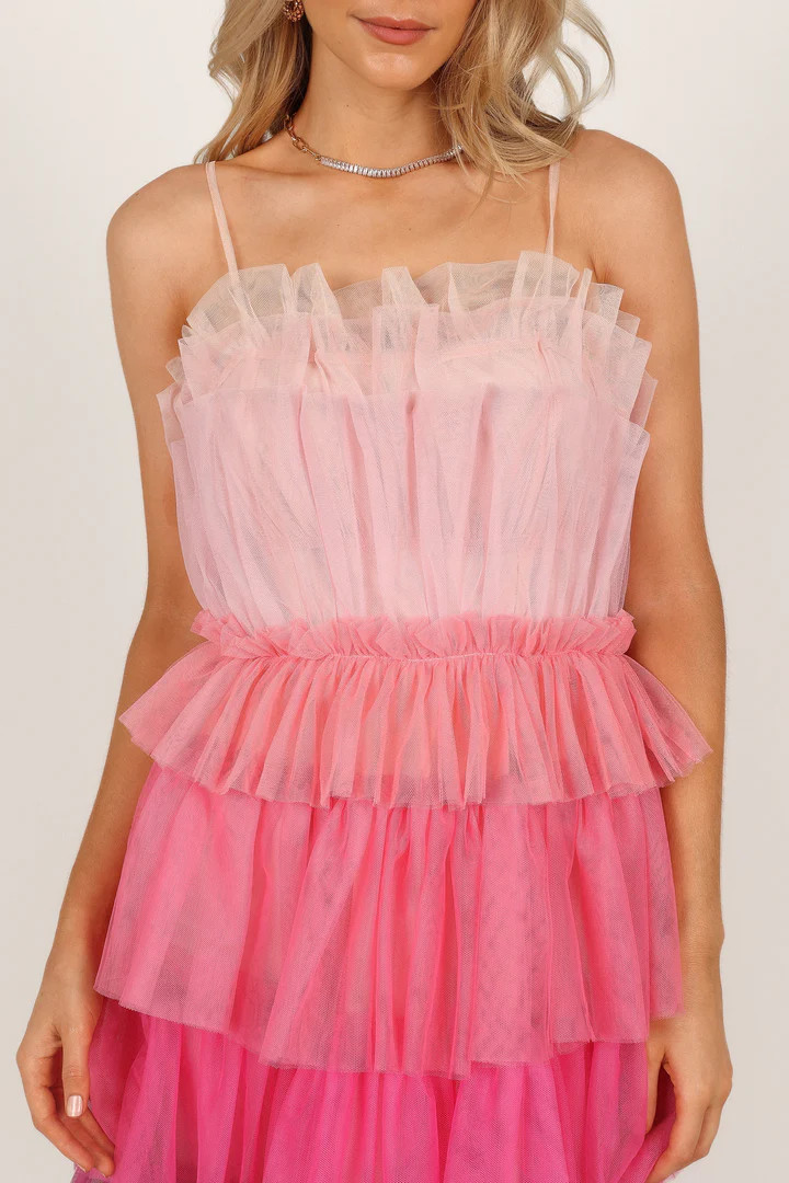 Minnie Tiered Tulle Midi Dress - Pink | Petal & Pup (US)