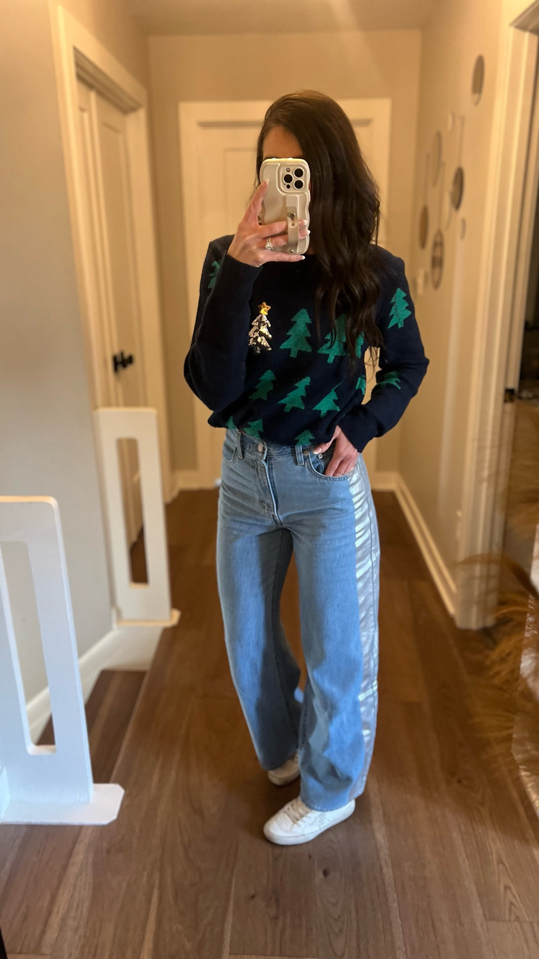 Easy & festive #ootd 

Denim currently on huge sale and 1000% worth the hype!

Comment TREE for DM or shop in my @shop.ltk

#festivechic #coateddenim #christmassweater #chicmomma #fashionover40 #stephstyle101 #cincycreators 

#LTKOver40 #LTKSeasonal #LTKmomlife