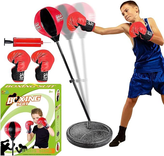 Amazon.com: ToyVelt Punching Bag for Kids Boxing Set Includes Standing Base with Adjustable Stand... | Amazon (US)