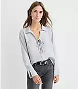Slit Cuff Tie Neck Blouse | LOFT