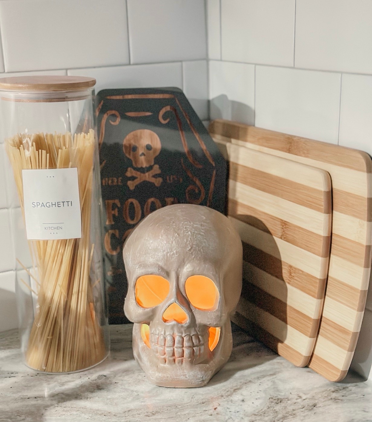 My kitchen is officially ready for spooky season! 🎃🖤 Adding a few simple Halloween kitchen decor pieces made such a difference without completely changing the look of my kitchen. I love mixing neutral kitchen decor, wood accents, and spooky Halloween decorations for a cozy-but-spooky vibe. 👻

Shop my Halloween kitchen decor, spooky home decor, kitchen counter decor, wood cutting boards, and more through my LTK! 🛍️✨

#HalloweenDecor #HalloweenKitchenDecor #SpookySeason #KitchenDecor #KitchenCounterDecor #HalloweenHomeDecor #SpookyHomeDecor #FallHomeDecor #NeutralHomeDecor #CozyHomeDecor #HomeDecorIdeas #LTKHome #LTKFinds #LTKHomeDecor

#LTKSeasonal