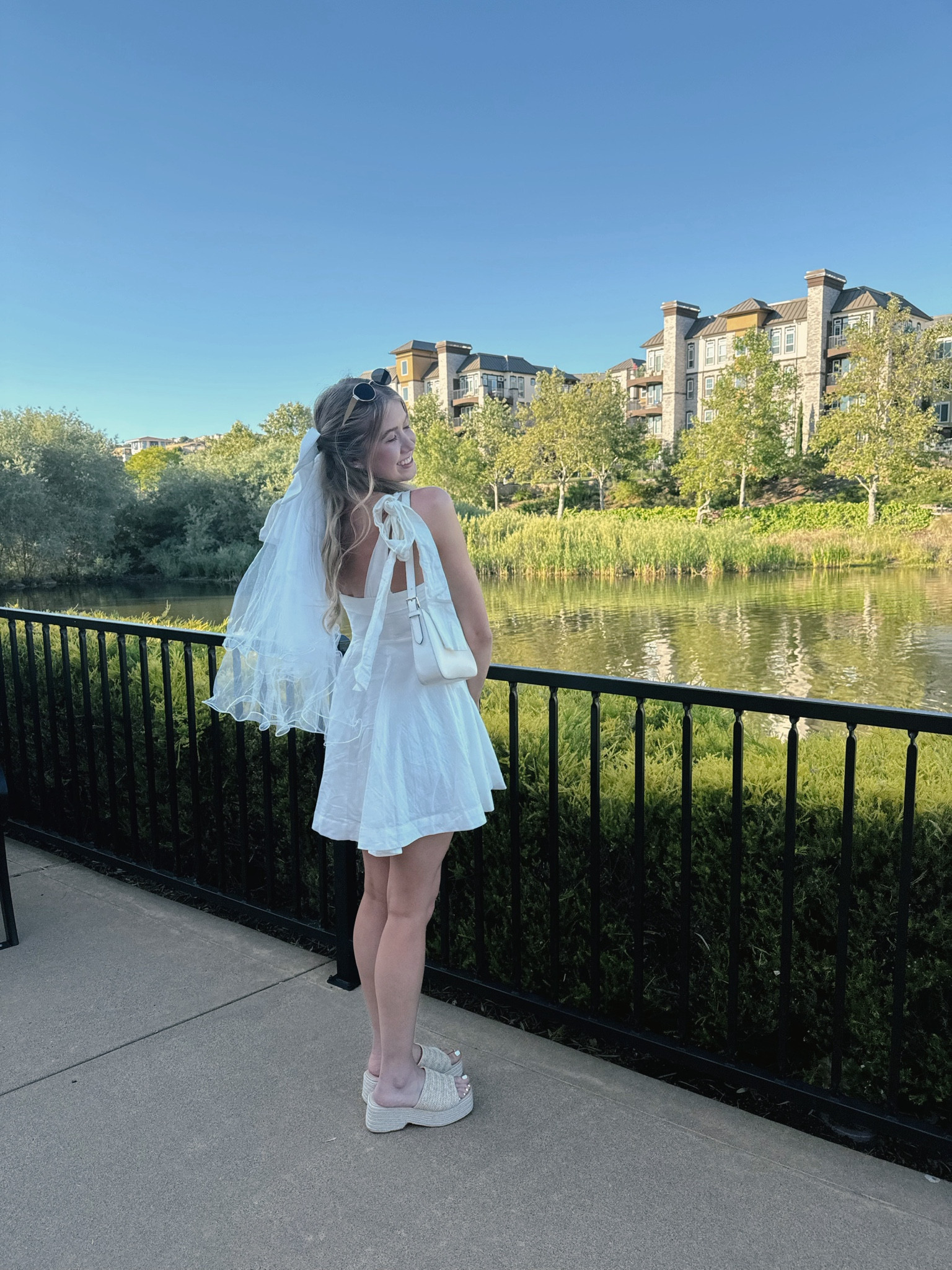 Cute summer bridal outfit, bow tie bridal white dress! 🤍

#LTKWedding