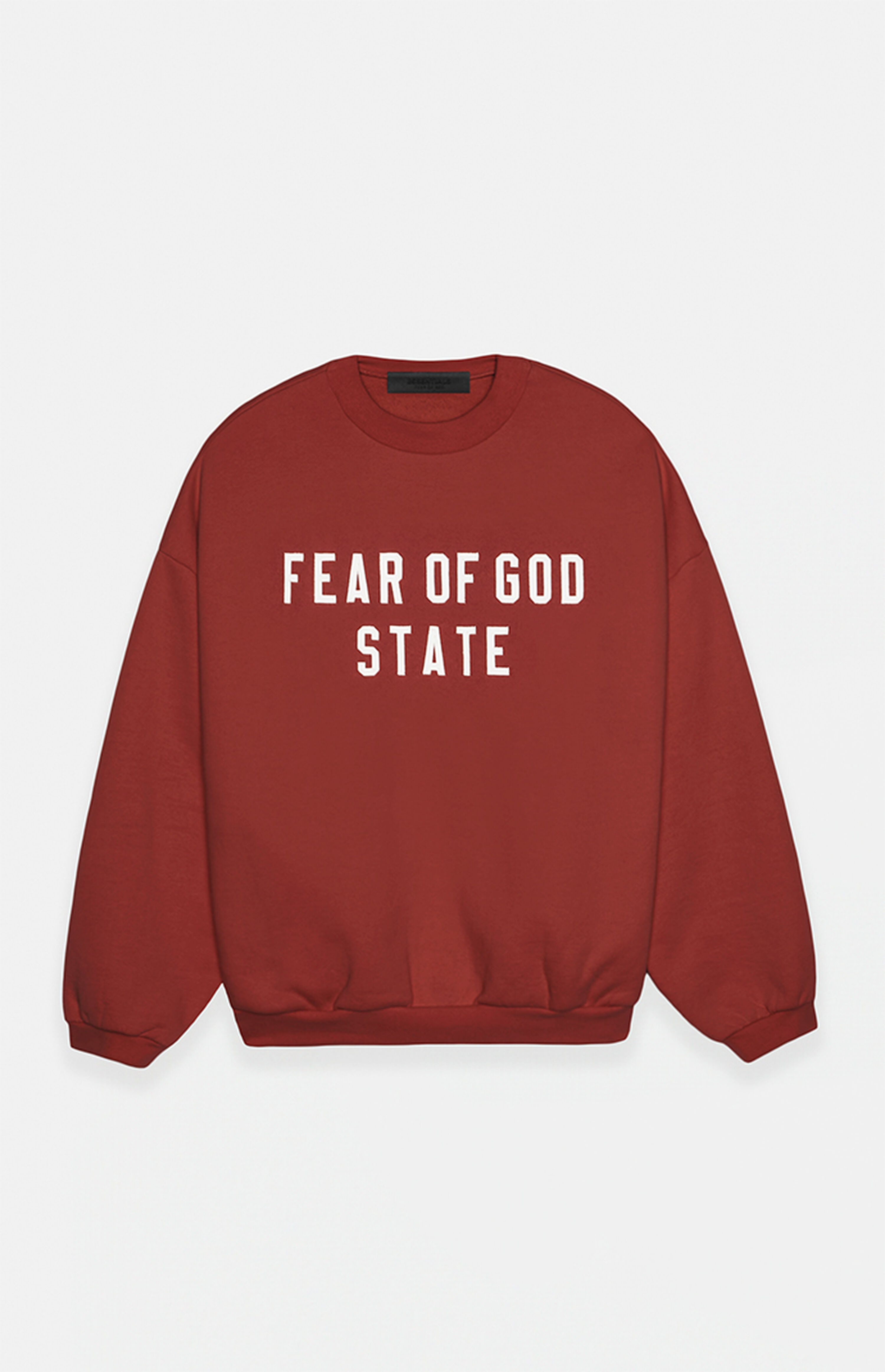 Fear of God Essentials Crimson Heavy Fleece Crew Neck Sweatshirt | PacSun