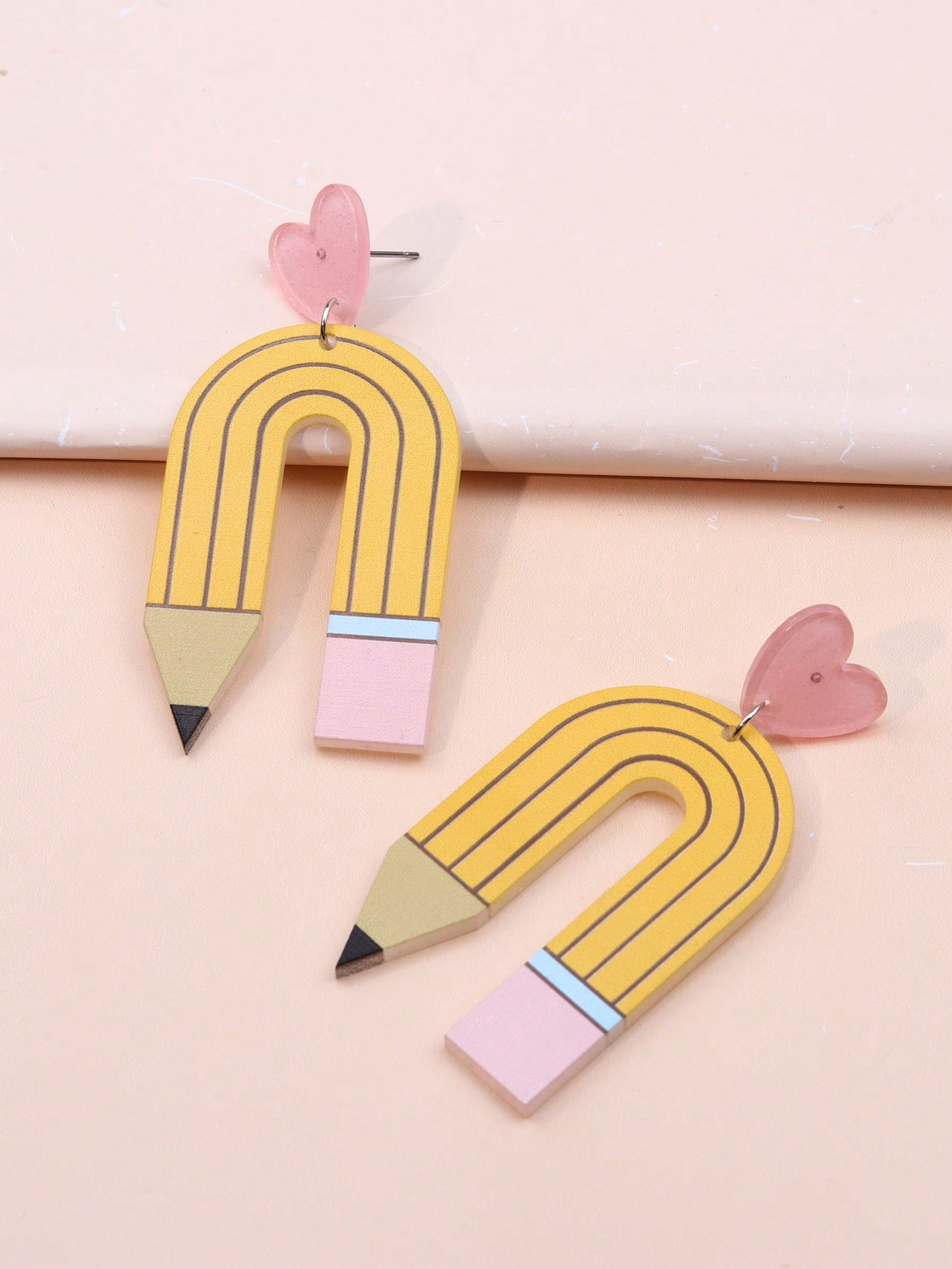 1pair Fashionable Heart & Pencil Drop Earrings For Women For Daily Decoration | SHEIN