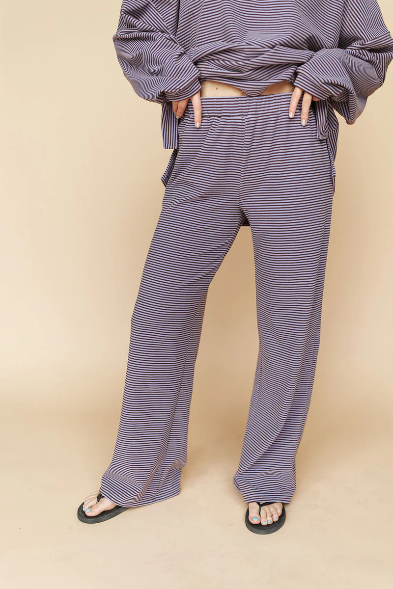 Porter Fleece Stripe Pants in Lavender | Henly
