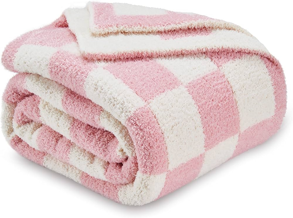 Checkered Blanket, Ultra Soft Cozy Pink Checkered Throw Blanket, Warm Fluffy Checkerboard Throw B... | Amazon (US)