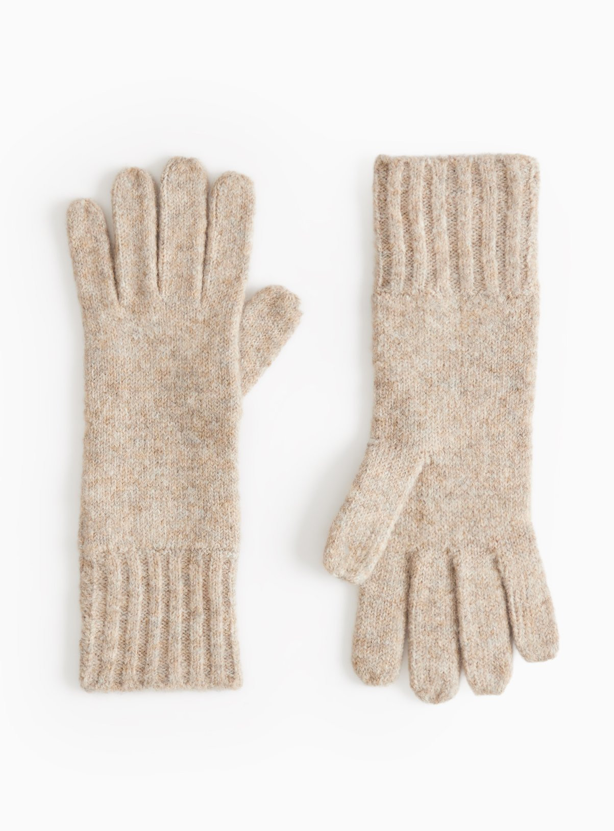 Oatmeal Ribbed Knitted Gloves One Size | Tu Clothing