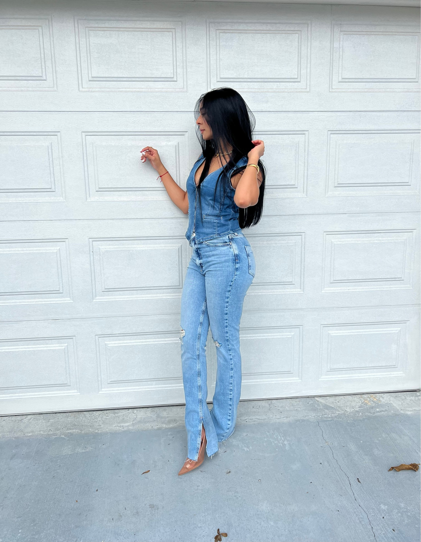 ✨Denim on denim: the best way to style the trend is to make sure the denim colors match so it really looks like a set. This fashion trend will continue all fall✨ My sizes for reference: top 6 UK, jeans 8 Uk, heels 8 

Zara jeans, Zara heels, Pretty little thing, denim outfits, fall outfits, Revolve#LTKStyleTip

#LTKSeasonal #LTKOver40