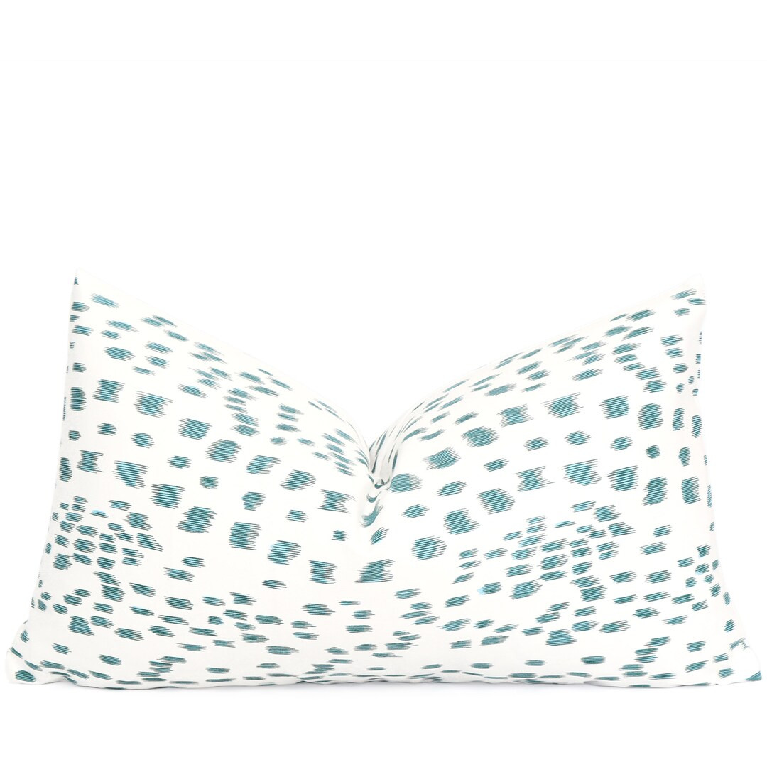 SALE Aqua and White Brunschwig and Fils Throw Pillow Cover, Lumbar 12x20 14x20 12x18, Leopard Pol... | Etsy (US)
