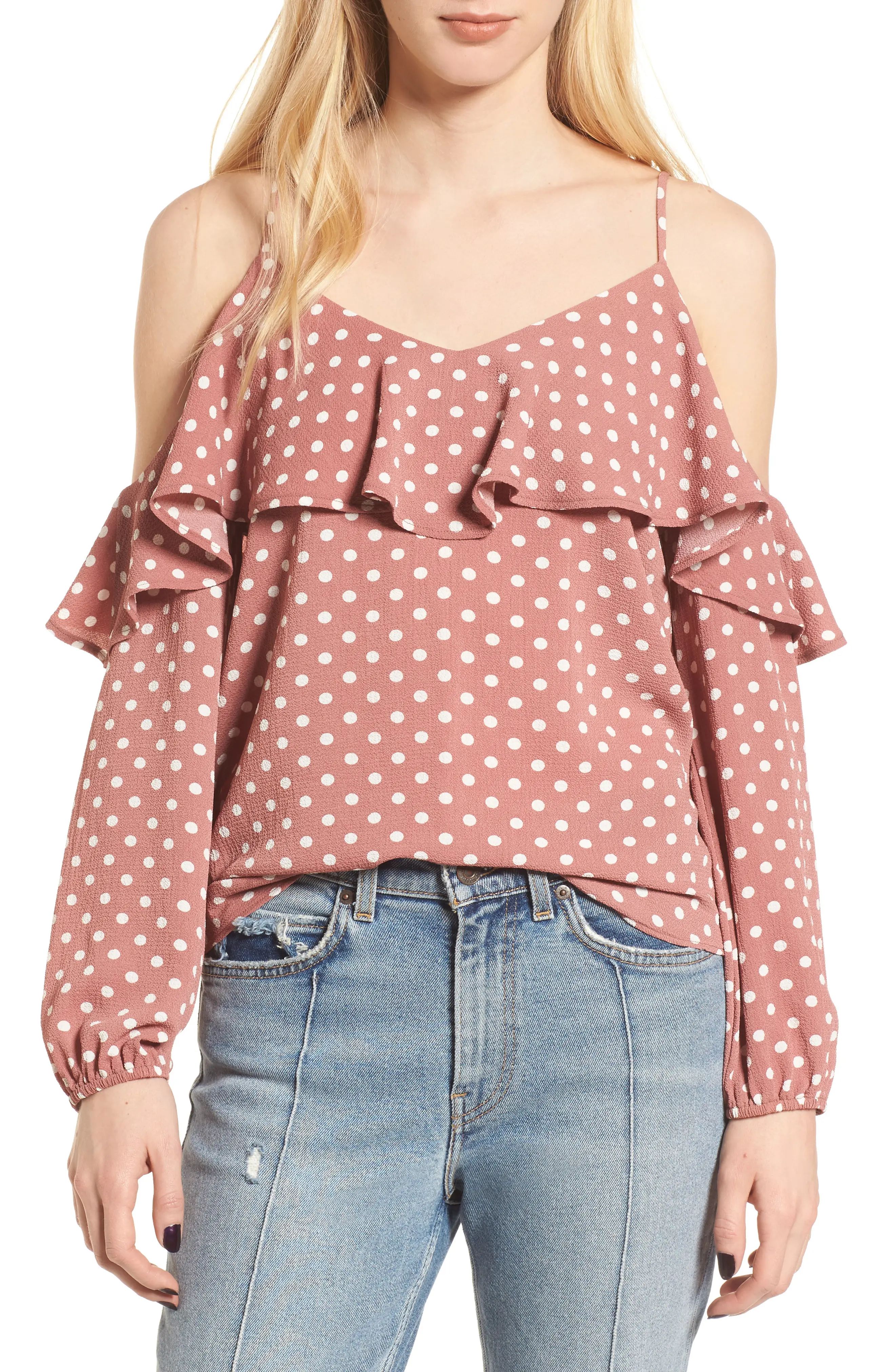 Polka Dot Cold Shoulder Top | Nordstrom