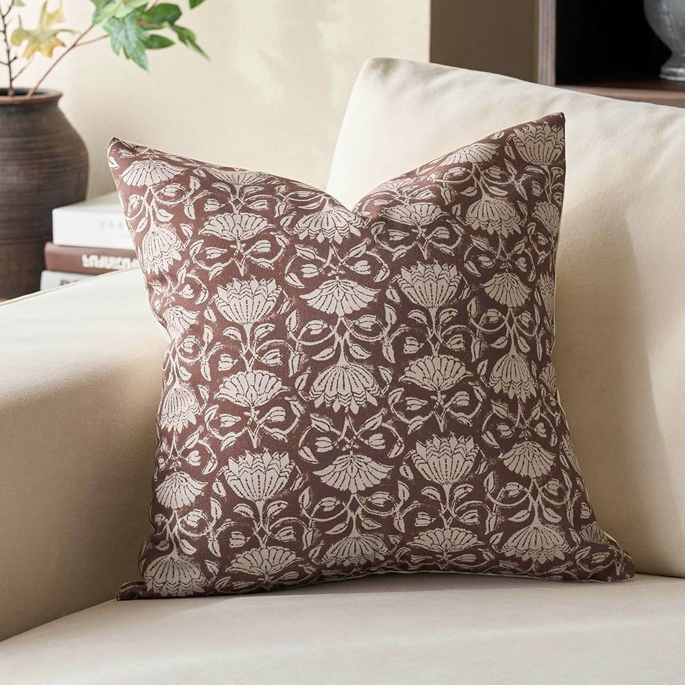 DOMVITUS Floral Pillow Covers 18x18 Decorative Throw Pillow Covers Floral Block Print Farmhouse V... | Amazon (US)