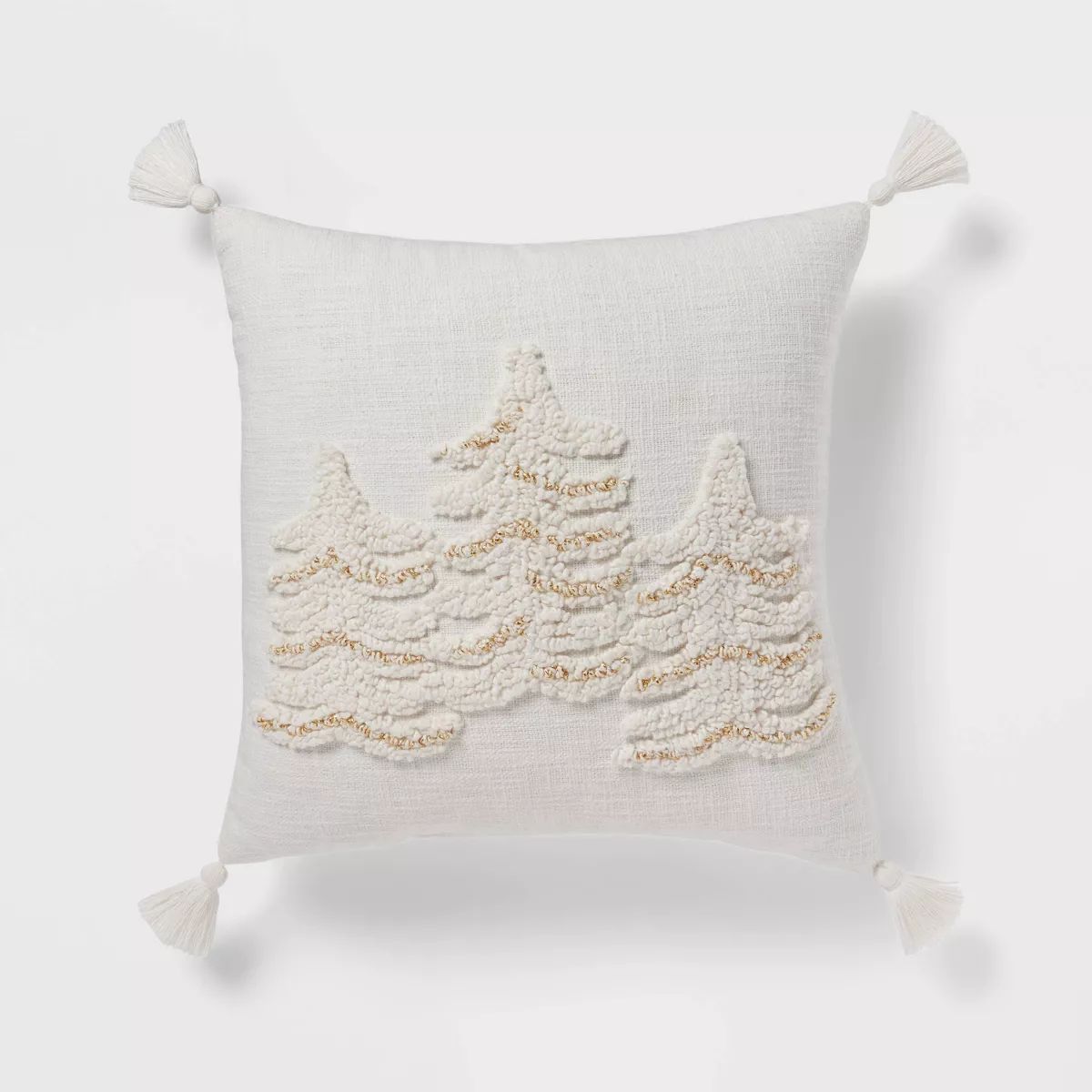 18"x18" Traditional Tufted Tree Square Deco Pillow Ivory/Gold - Threshold™ | Target