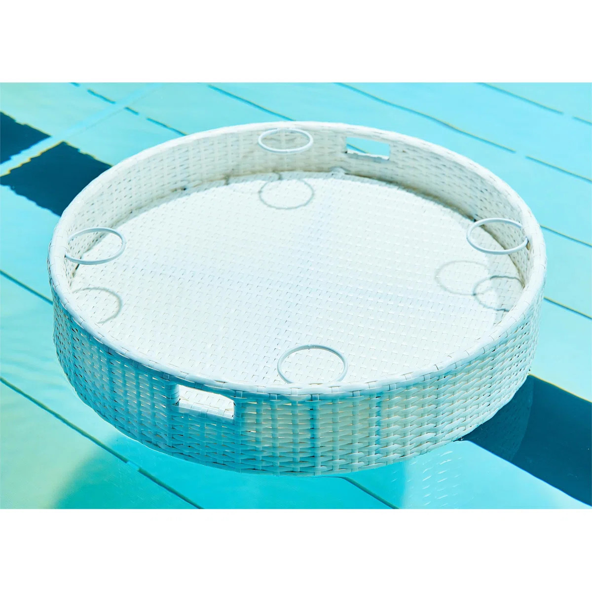 Hubhalsun Large Floating Tray for Pool, 35.4" Wicker Floating Serving Tray with Hole Design, Pool... | Wayfair North America