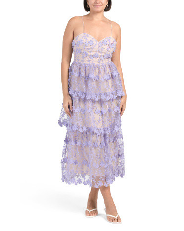Crochet Lace Layered Midi Dress | TJ Maxx