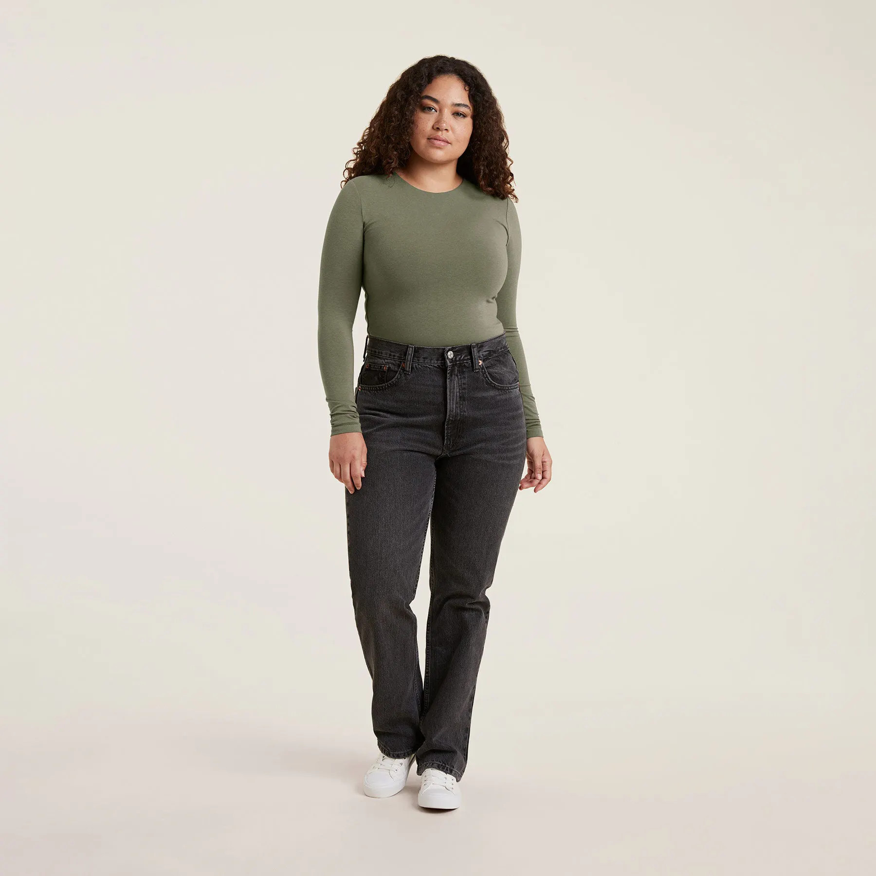 Cotton Crewneck Bodysuit | Dark Olive - nuuds | nuuds