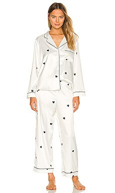 Generation Love Nikki Pajama Set in Cream & Black Heart from Revolve.com | Revolve Clothing (Global)