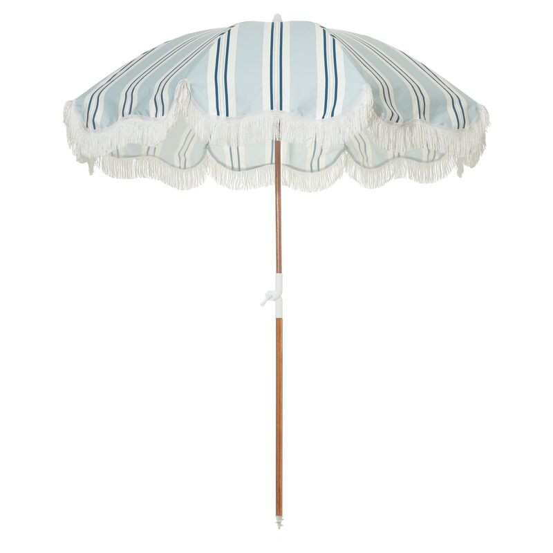 Quincy Beach Holiday Umbrella, Blue/White Stripe | One Kings Lane