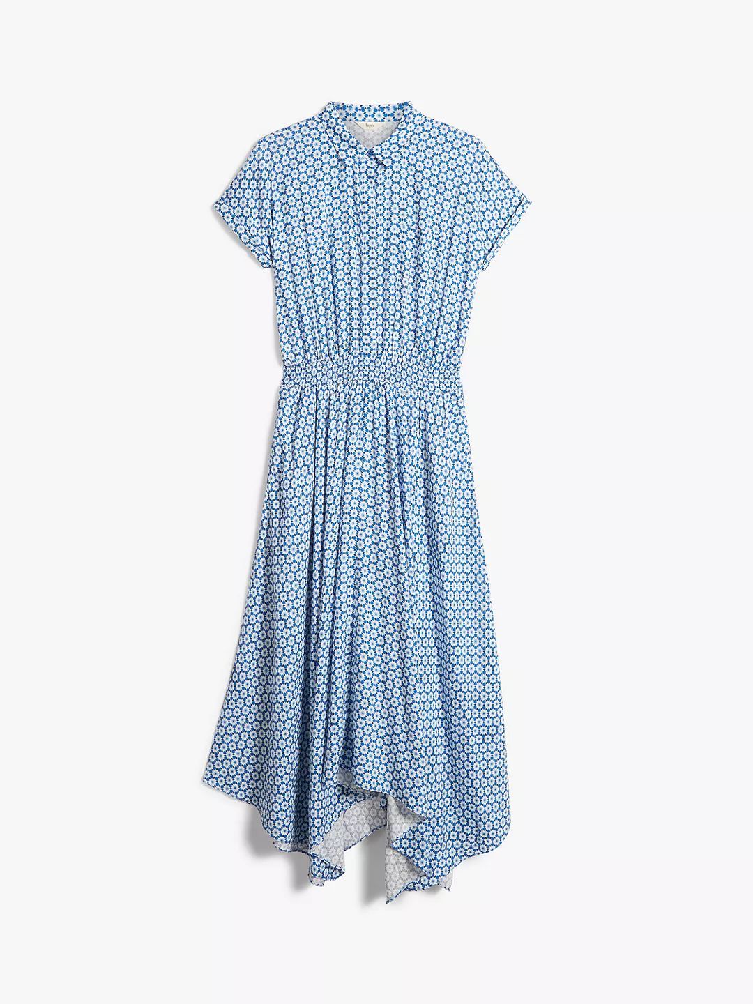 hush Kensington Geometric Star Print Midi Shirt Dress, Blue/White | John Lewis (UK)