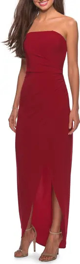 La Femme Long Strapless Jersey Dress with Side Ruching | Nordstrom | Nordstrom