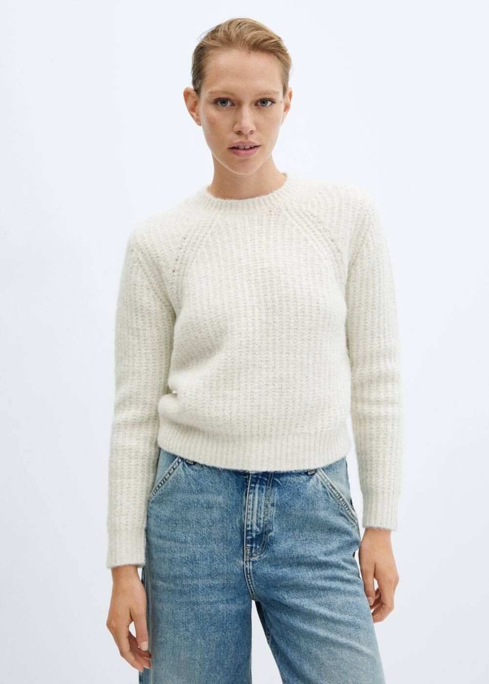 Round-neck knitted sweater -  Women | Mango United Kingdom | MANGO (UK)