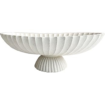 ARTRHYT 14.5" Large Decorative Long Bowl - Light Gray Fluted Scalloped Decorative Bowls for Home ... | Amazon (US)