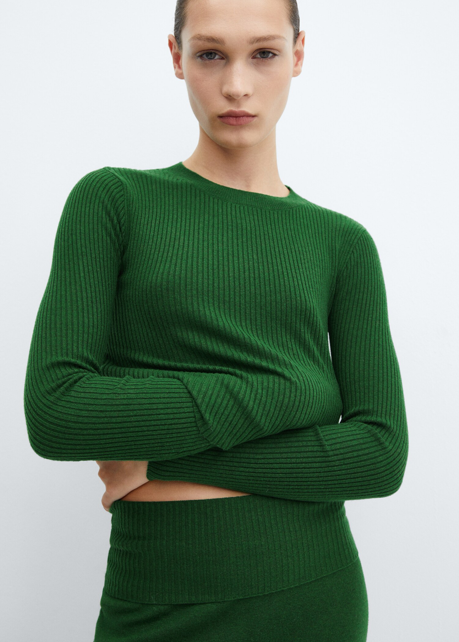 Ribbed round-neck sweater  - Woman | MANGO Canada | Mango Canada
