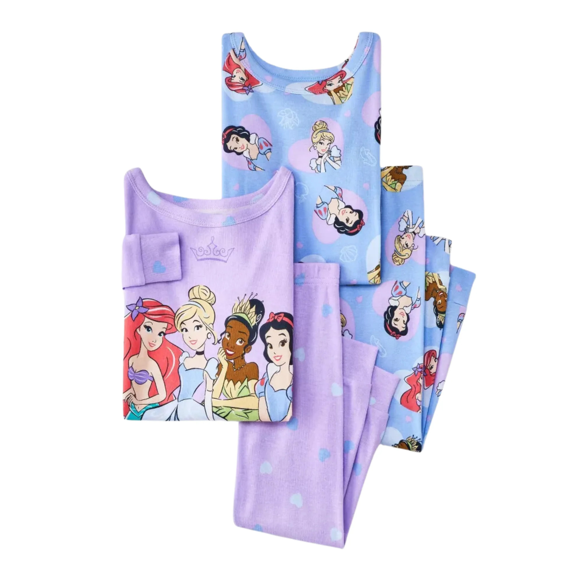 Disney Toddler Girls 4pc Snug Fit Disney Princess Cotton Pajama Set Purple 12M | Walmart (US)