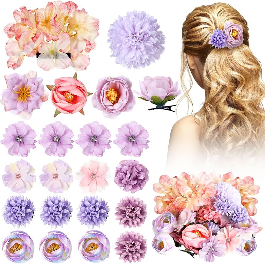 BBTO 21 Pieces Flower Hair Clip Rose Hair Clips Hair Barrettes for Women Flower Hair Accessories ... | Amazon (US)