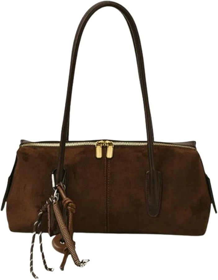 Vintage Suede Hobo Bag for Women Leather Top Handle Shoulder Bags Y2K Swing Purse Casual Underarm... | Amazon (US)