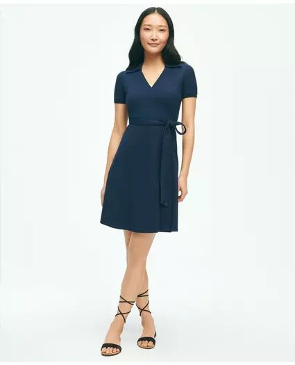 Polo Wrap Dress in Pique Cotton Modal Blend | Brooks Brothers